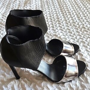 Vince Stylish Black and Silver Women's Heels Office Corpcore Summer Shoes
